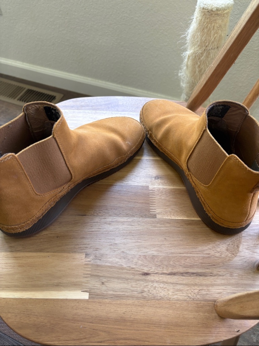 Women’s Tan Suede Chelsea Boots - Slip-On Comfort - Picture 7 of 10
